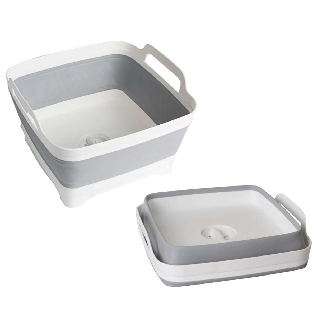 Сгъваема мивка-леген за къмпинг Brunner TANQ, компактна и преносима с вместимост 9 л, идеална за миене на съдове на къмпинг и каравана.