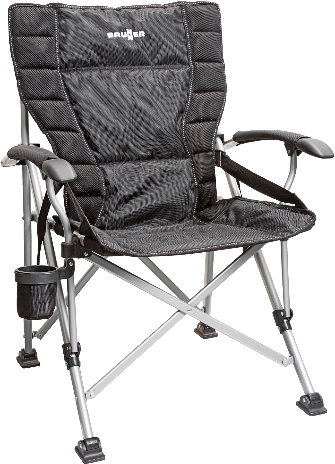 Екстра голям сгъваем стол за къмпинг BRUNNER Raptor XL с поставка за чаша, издържа до 150кг, комфортен и издръжлив | GoCampy.com