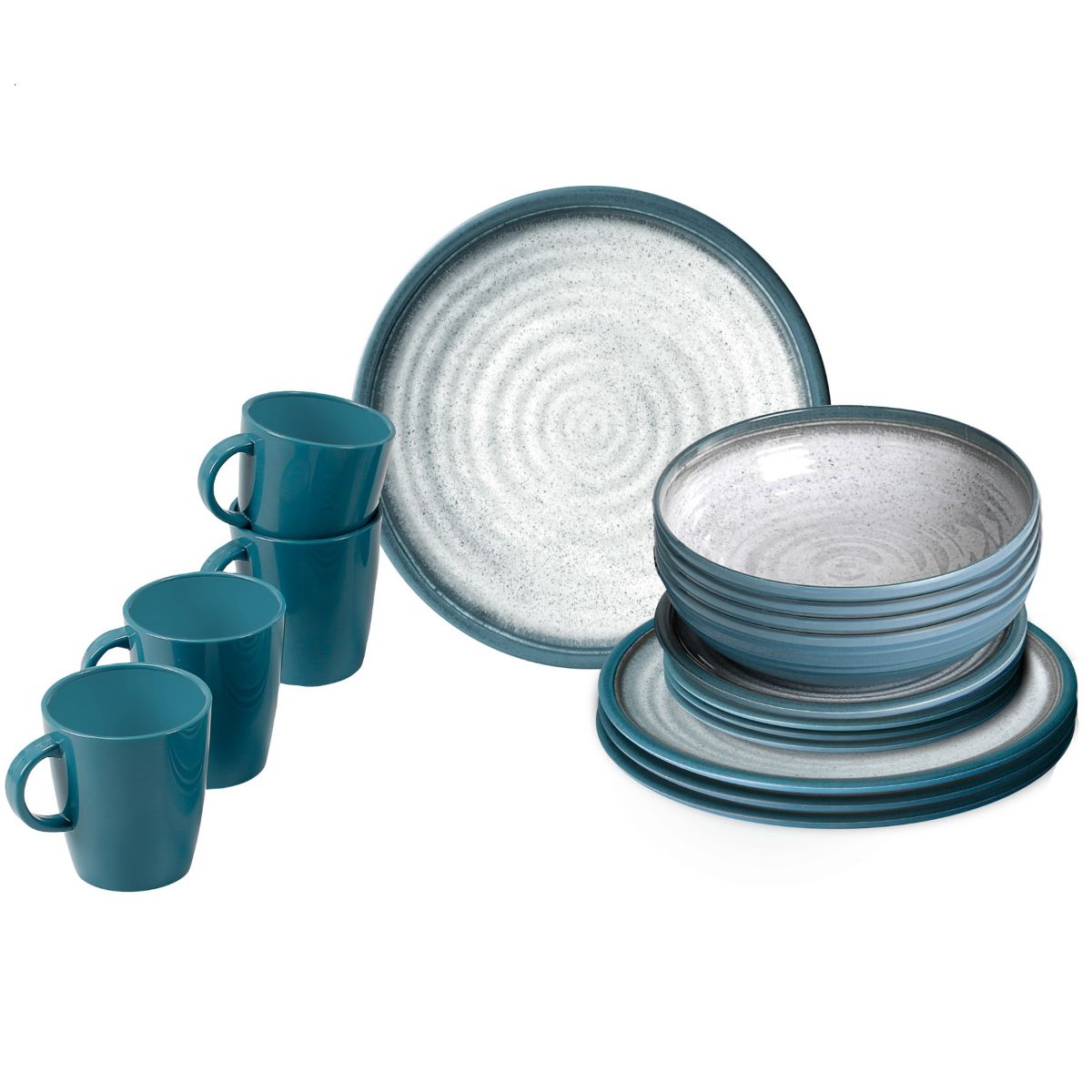 Меламинов сервиз за къмпинг BRUNNER LUNCH BOX TUSCANY 16 части - елегантен дизайн за каравана и лодка, надеждно оборудване.