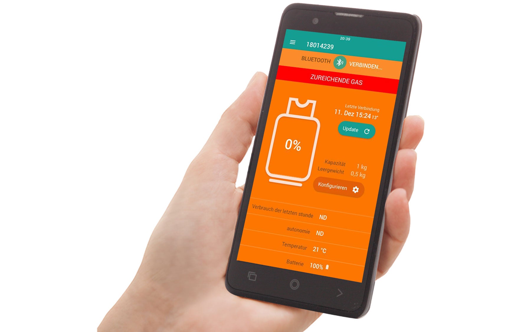 Устройство за измерване на количеството в газова бутилка за кемпер и каравана с Bluetooth. Gas level measuring device