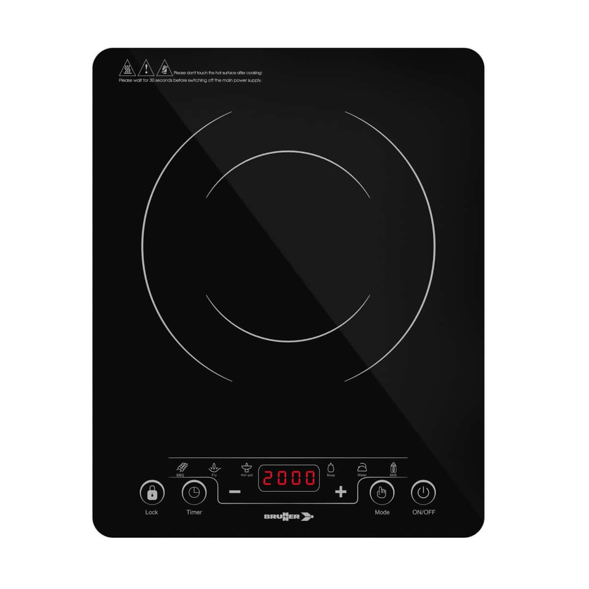 BRUNNER Hot Point Induction hot plate, compact and powerful for camping, camper use, features adjustable power, slim design