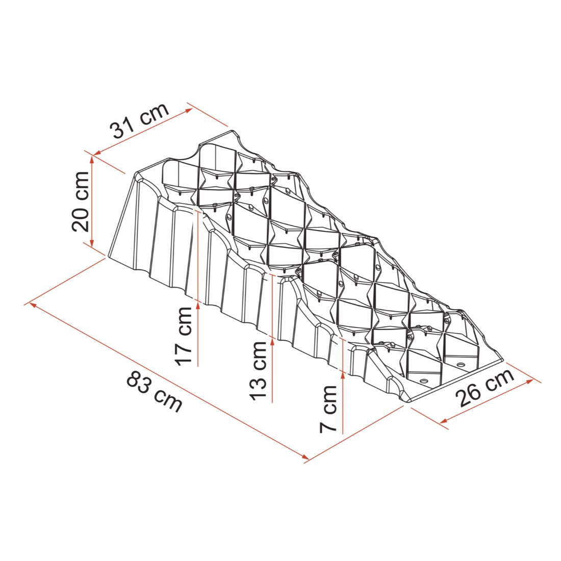 Нивелиращ клин FIAMMA Level Up Premium с три стъпала 7, 13 и 17 см
