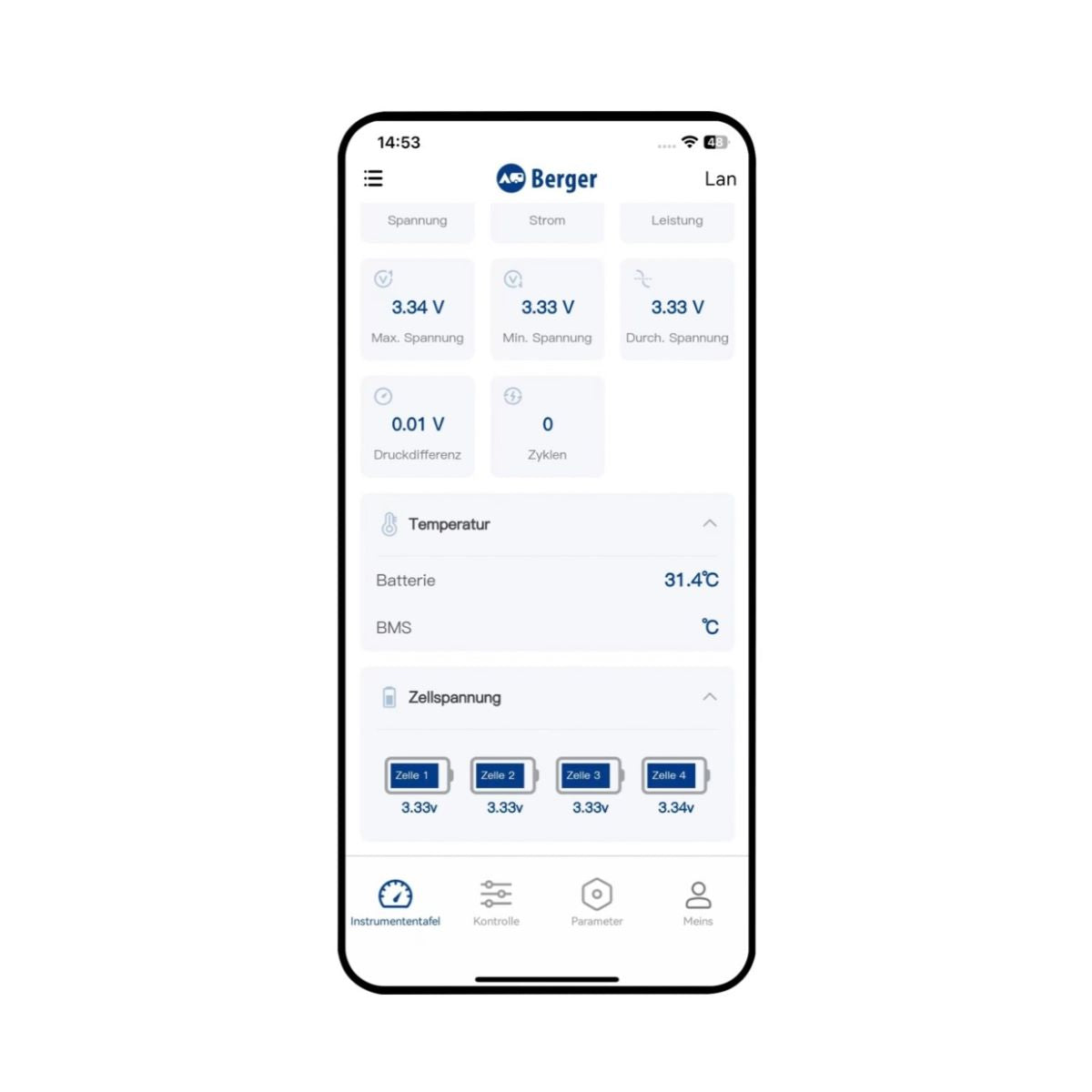 Berger LiFePO4 battery 200Ah 12V with Bluetooth and built-in heating