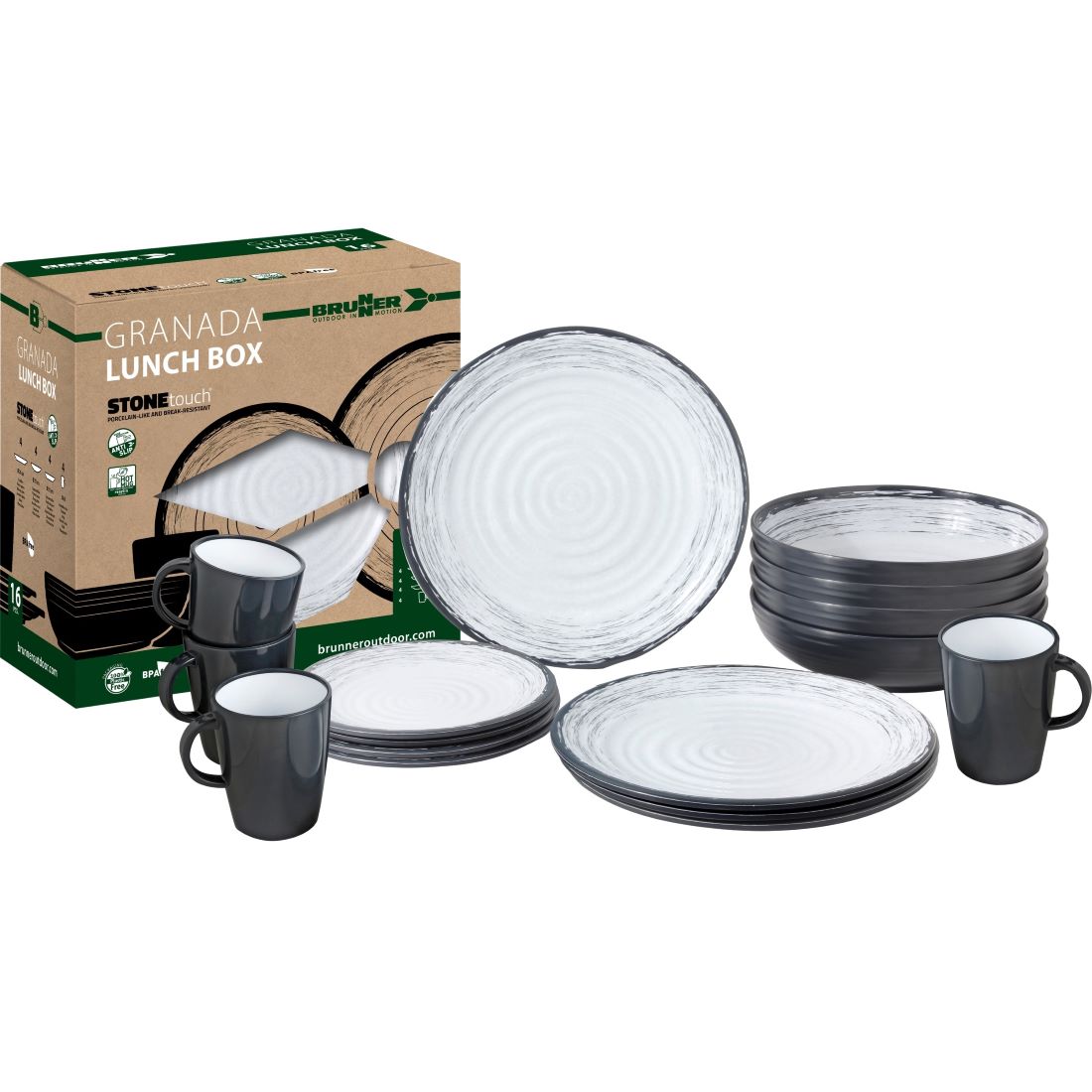 Сервиз за хранене Brunner Granada 16 части размери черни