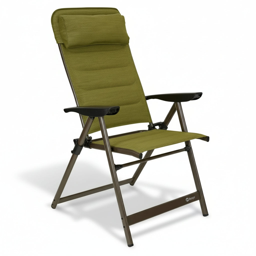 Сгъваем стол за къмпинг, Berger, тънък цветен с накланяща облегалка. Chair color folding camping, зелен непромокаем