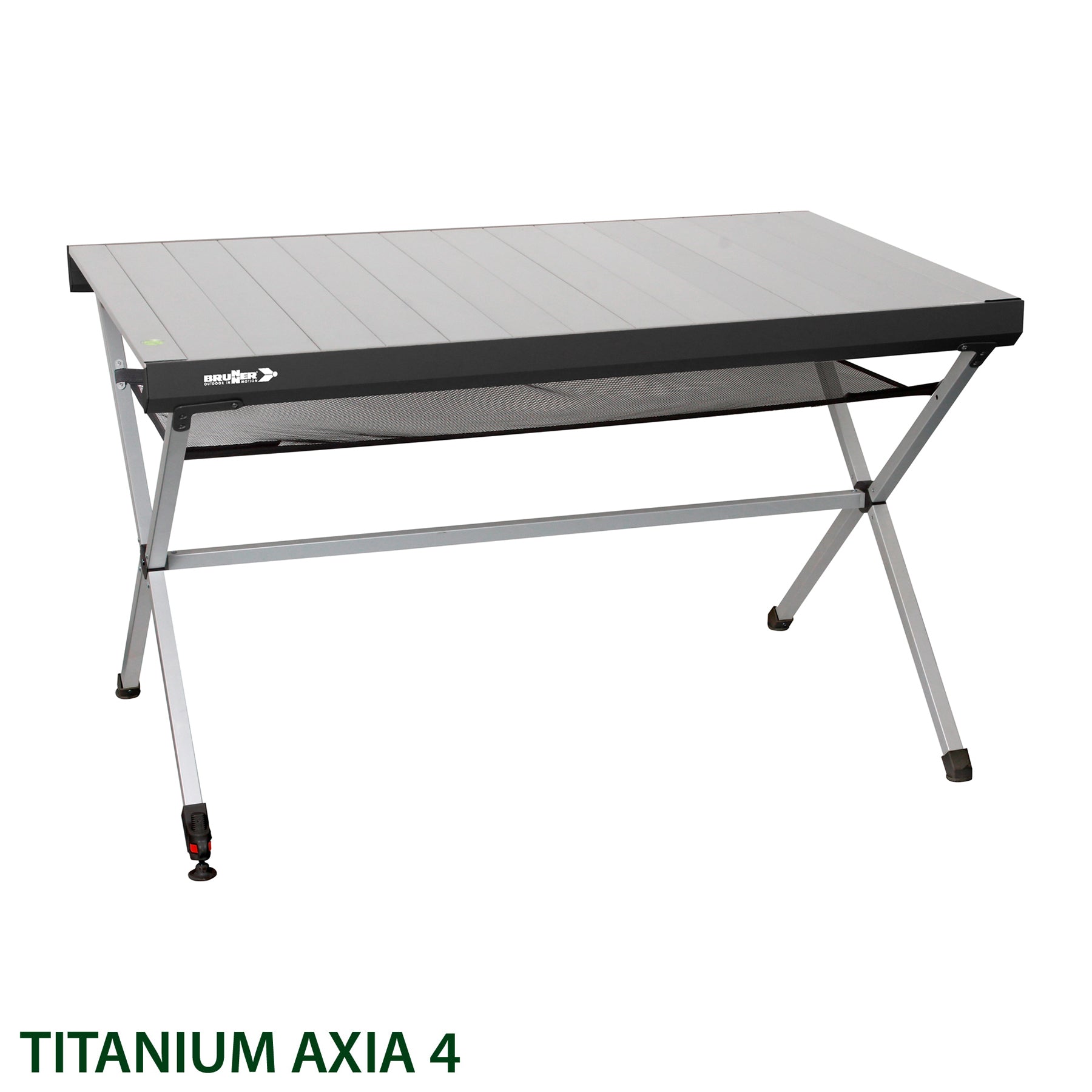 Сгъваема къмпинг маса BRUNNER TITANIUM AXIA - алуминиев плот, стабилна, компактна рамка, подходяща за къмпинги | GoCampy.com