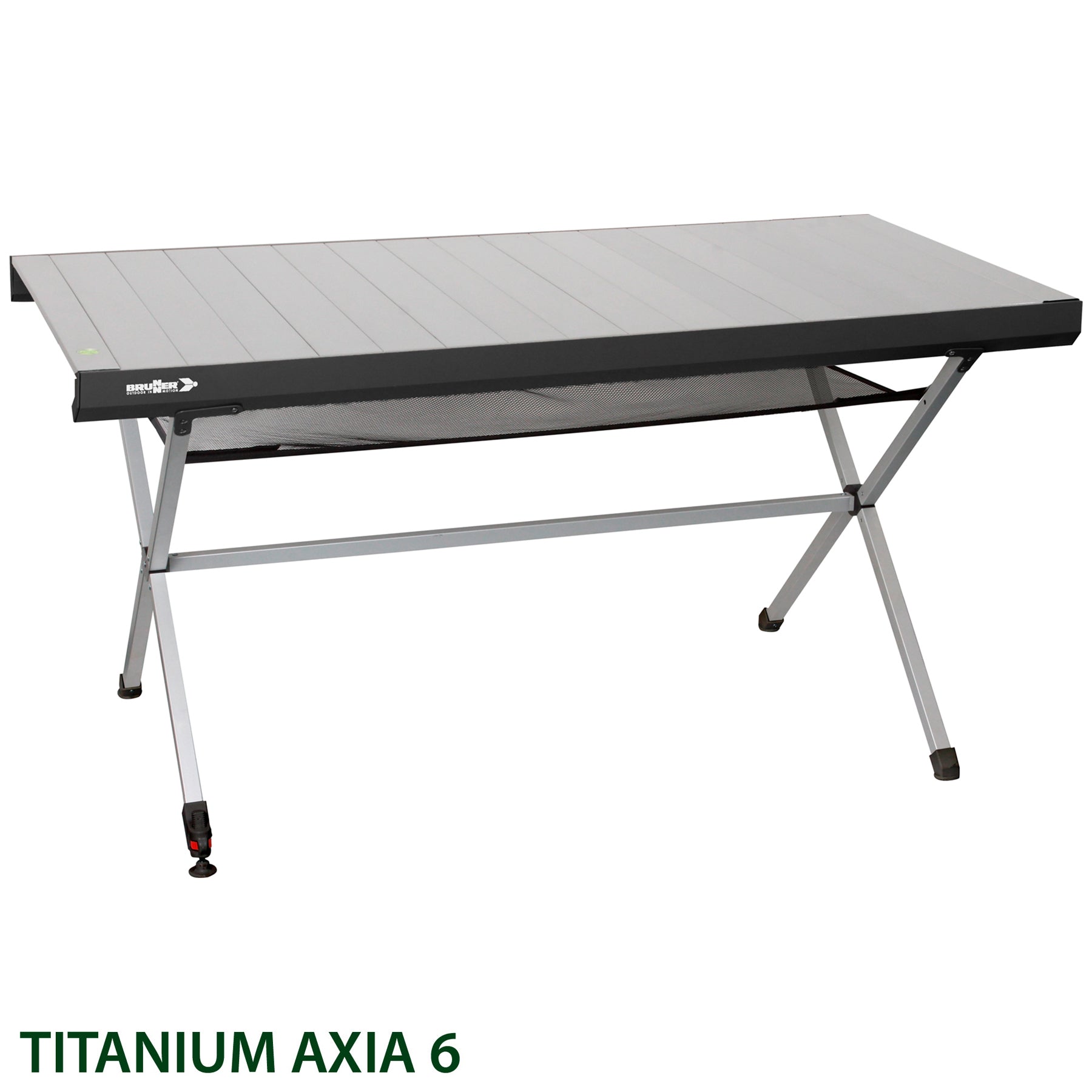 Сгъваема къмпинг маса BRUNNER TITANIUM AXIA с алуминиеви ламели и стабилна рамка за къмпинг | GoCampy.com