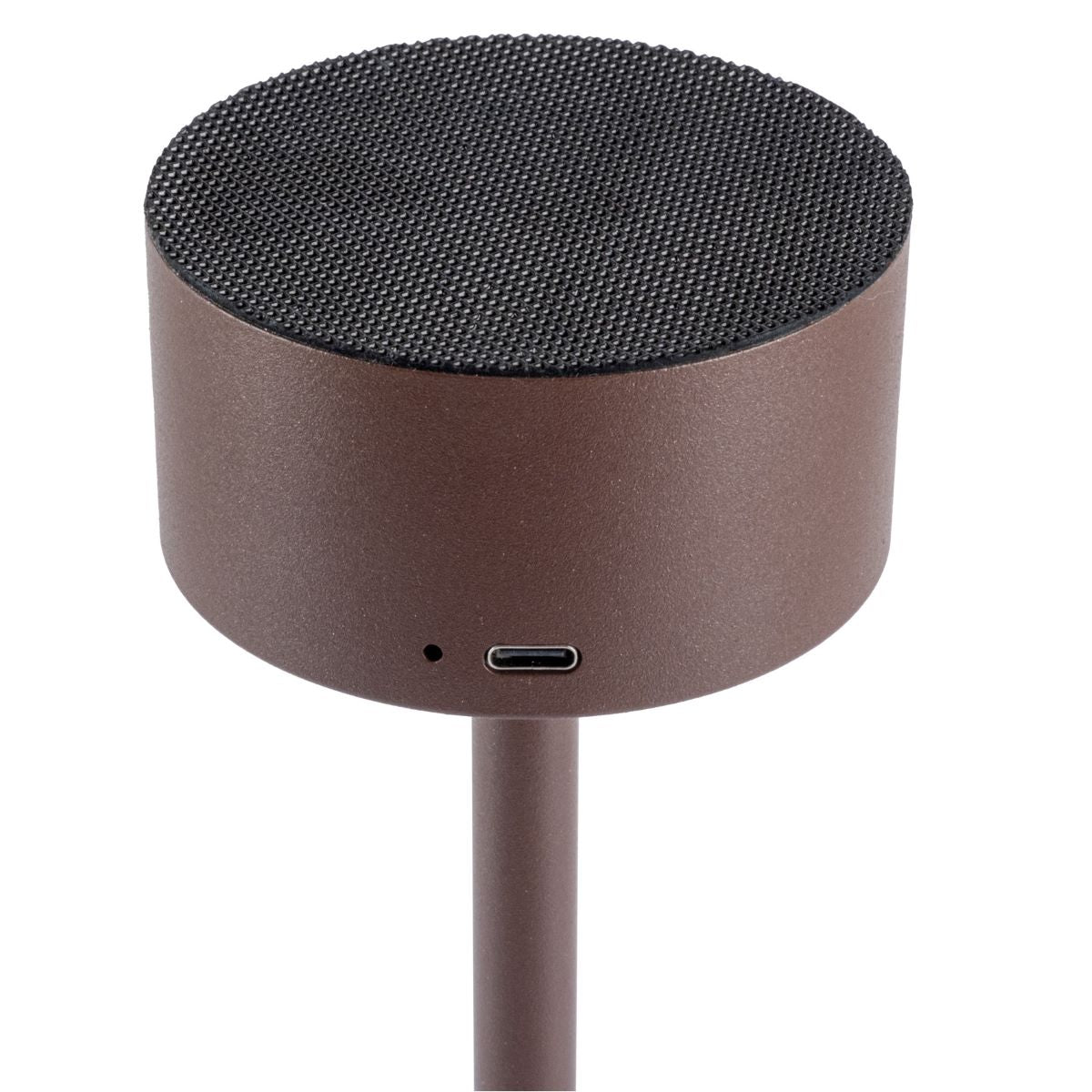 Настолна LED лампа BRUNNER FARO в кафяв цвят, съчетаваща стил и функционалност с USB-C заряден порт.
