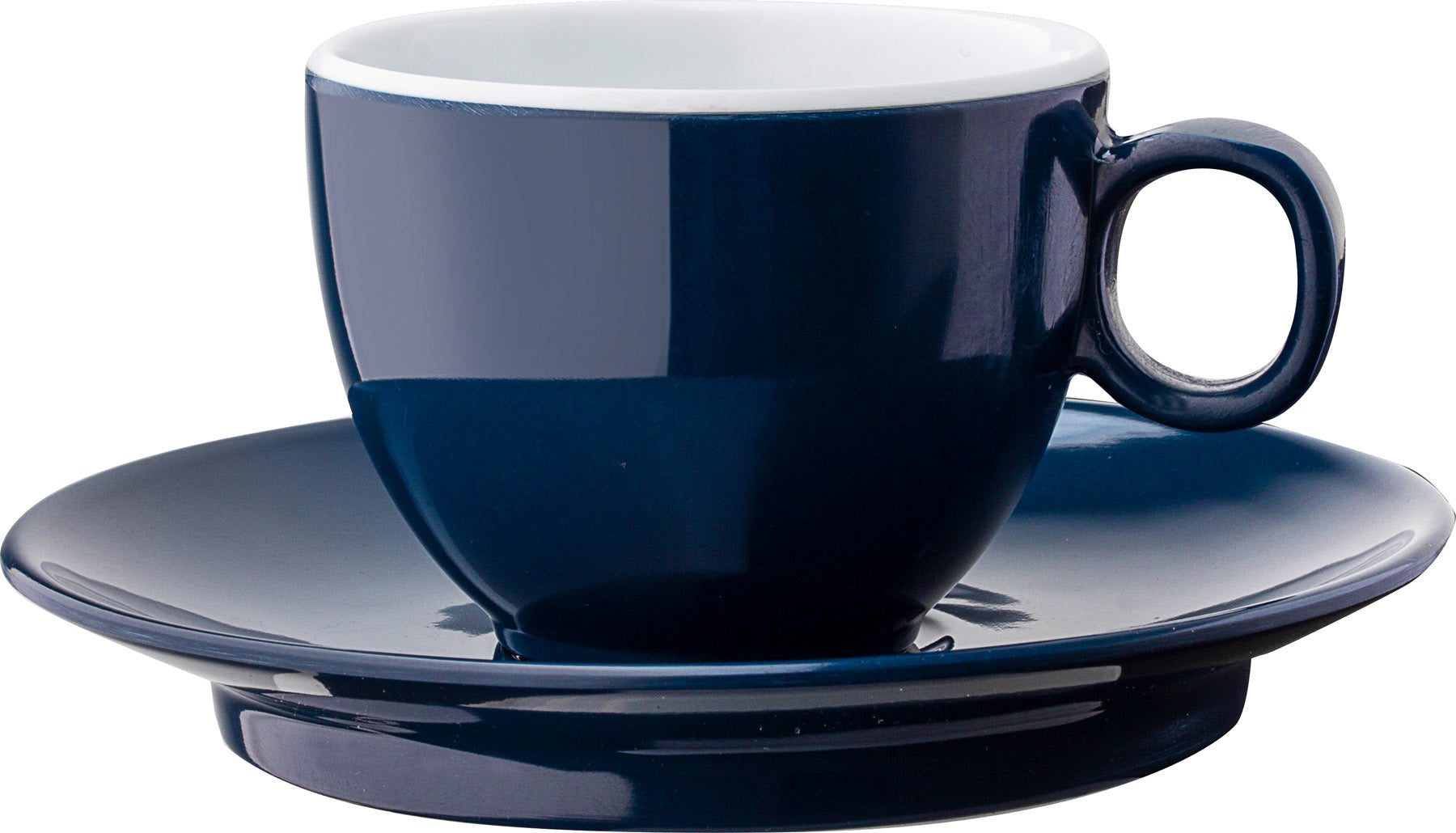 Stylish espresso cup for a hot coffee outdoors, made of durable and safe melamine. Стилна чаша за кафе от здрав и безопасен меламин, модерен син цвят и противоплъзгаща чинийка