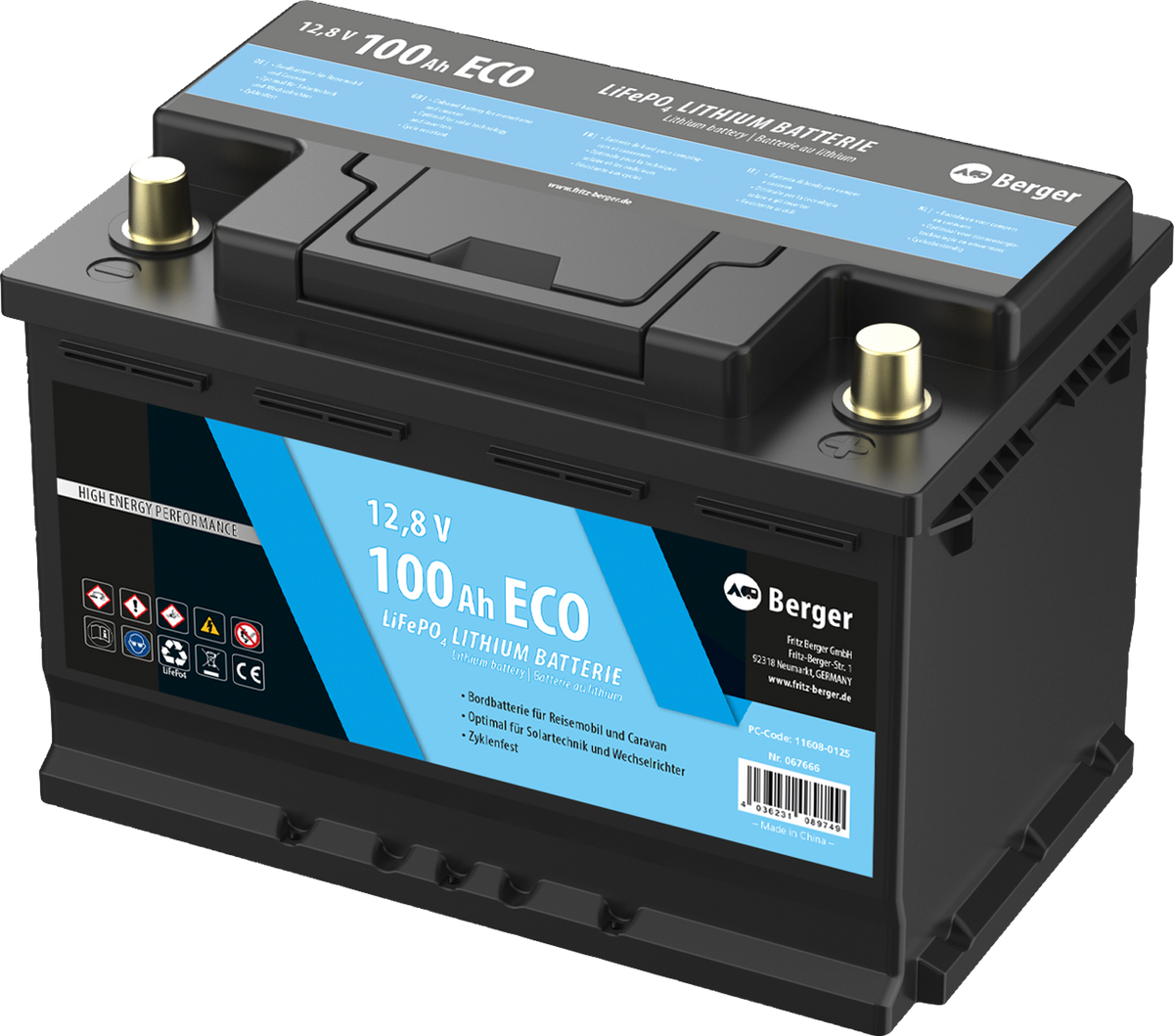 Литиева батерия Berger LiFePO4 Eco 100 Ah 12 V, снимка 1