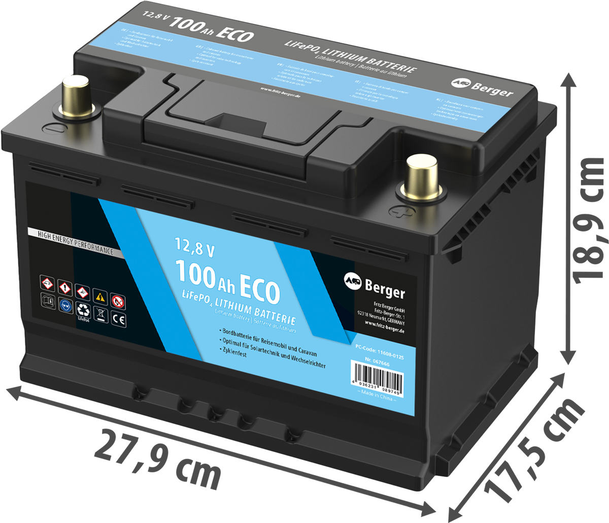 Литиева батерия Berger LiFePO4 Eco 100 Ah 12 V, снимка 5