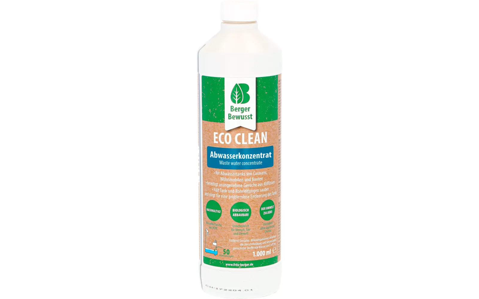 Екологичен препарат за сив резервоар Berger Eco Clean 1L - еко добавка за кемпер и каравана.