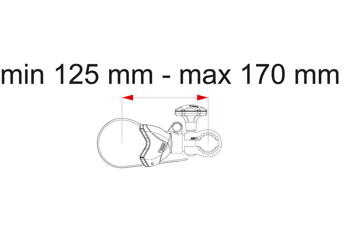 Fiamma Bike-Block Pro S1 Silver – чертеж с размери 12,5–17 см