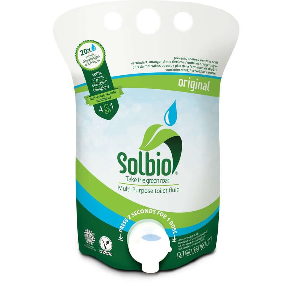 Solbio Original био препарат за химически и преносими тоалетни 4-в-1 – натурален, без химикали, идеален за къмпинг