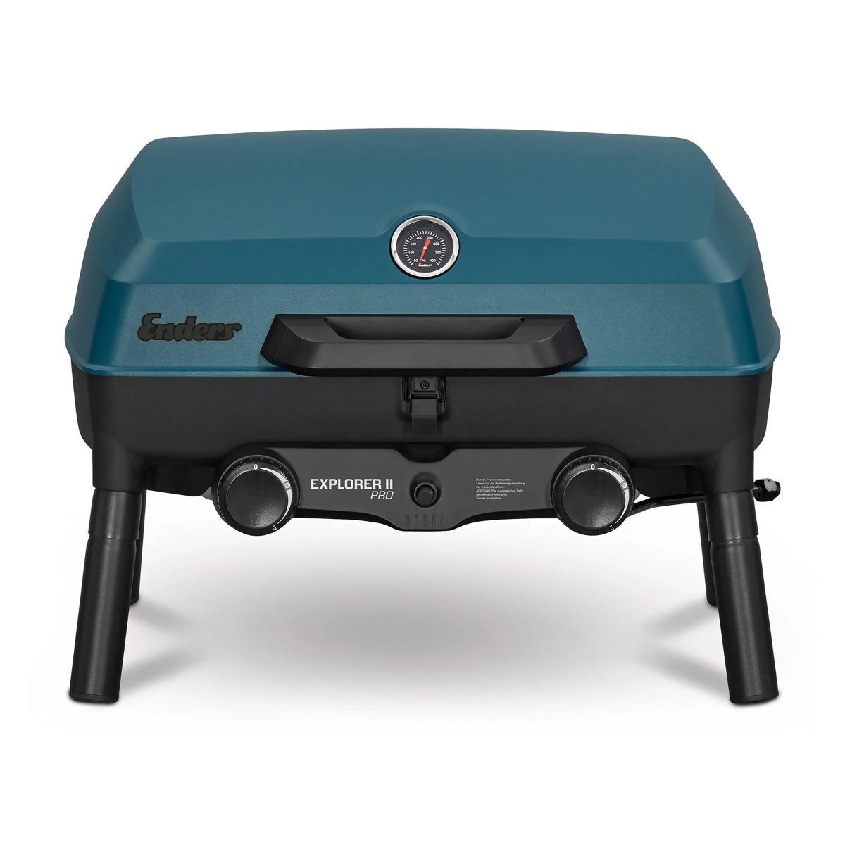 Portable gas barbecue Enders Explorer II Pro Caravan with thermometer, for camping, dual 2.2 kW burners, high stand, 30 mbar.