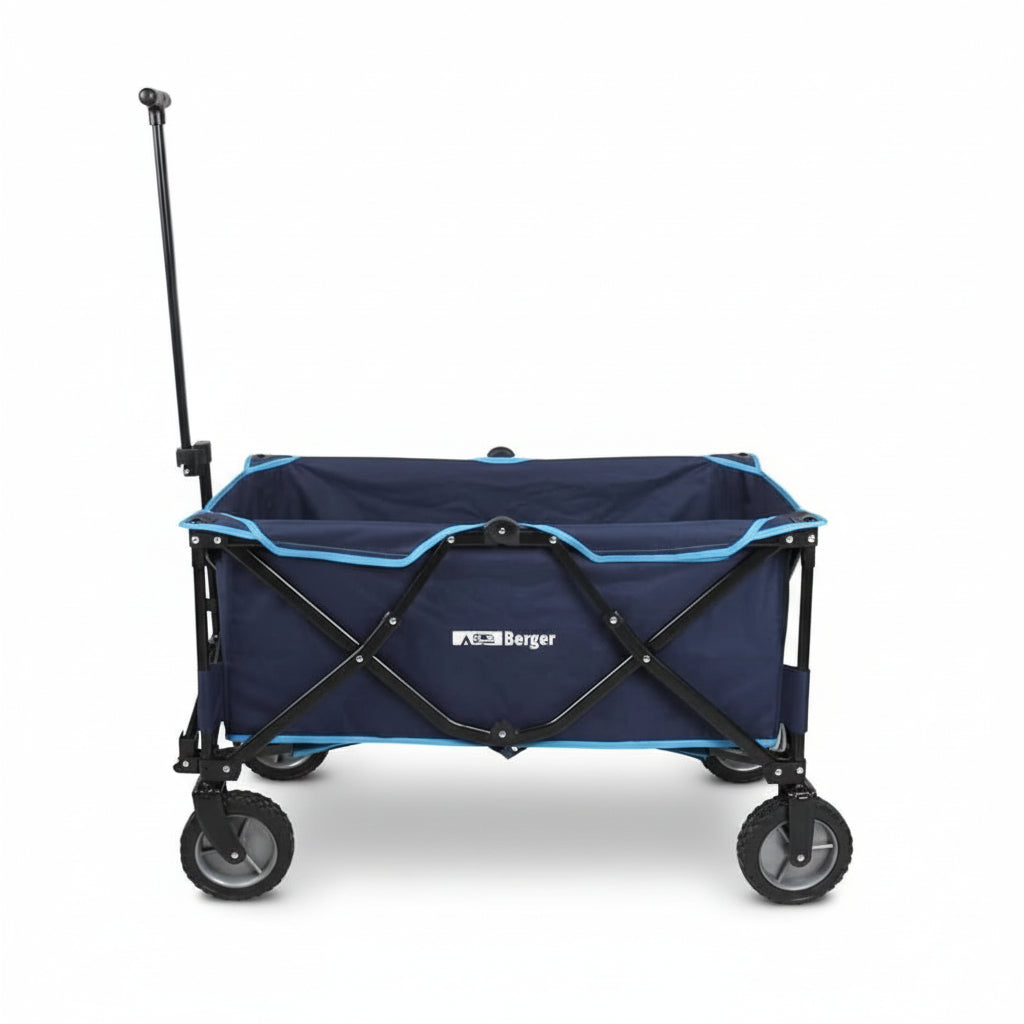 Транспортна сгъваема количка за къмпинг, компактна събира много багаж и оборудване за плажа. Удобна за пикник. Folding cargo cart for camping, outdoor equipment.