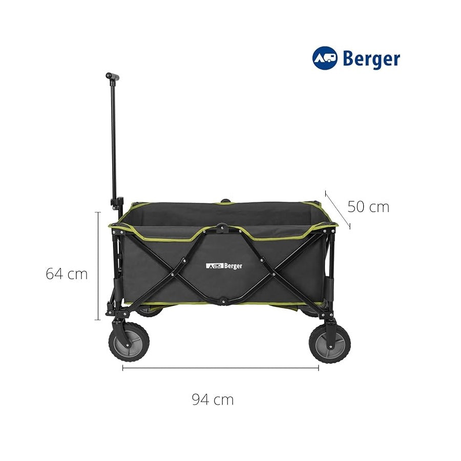Сгъваема количка за багаж и къмпинг BERGER CARGO с размери 94x64x50 см, солидна конструкция, лесно транспортируема | GoCampy