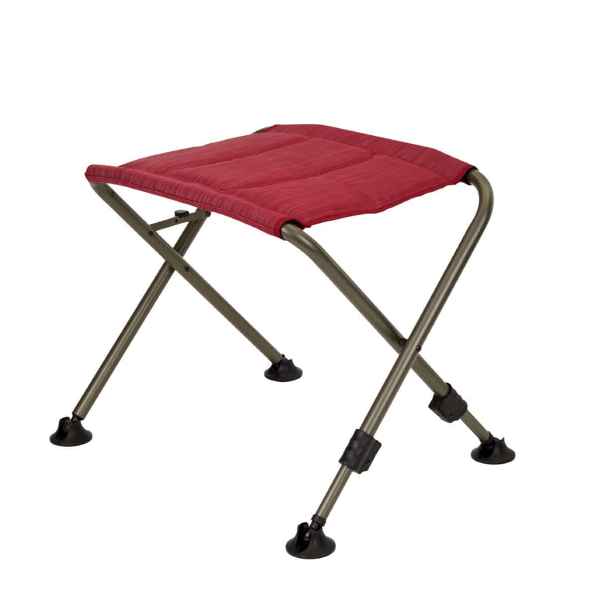 Червена лежанка за стол Berger Slimline, преносим и регулируем аксесоар за къмпинг и градини. Red Berger Slimline stool, portable.