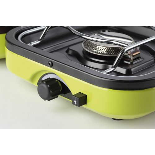 Dual camping gas stove, portable, grill, compact, Meva. Двоен газов котлон, грил, сгъваем, Преносим.