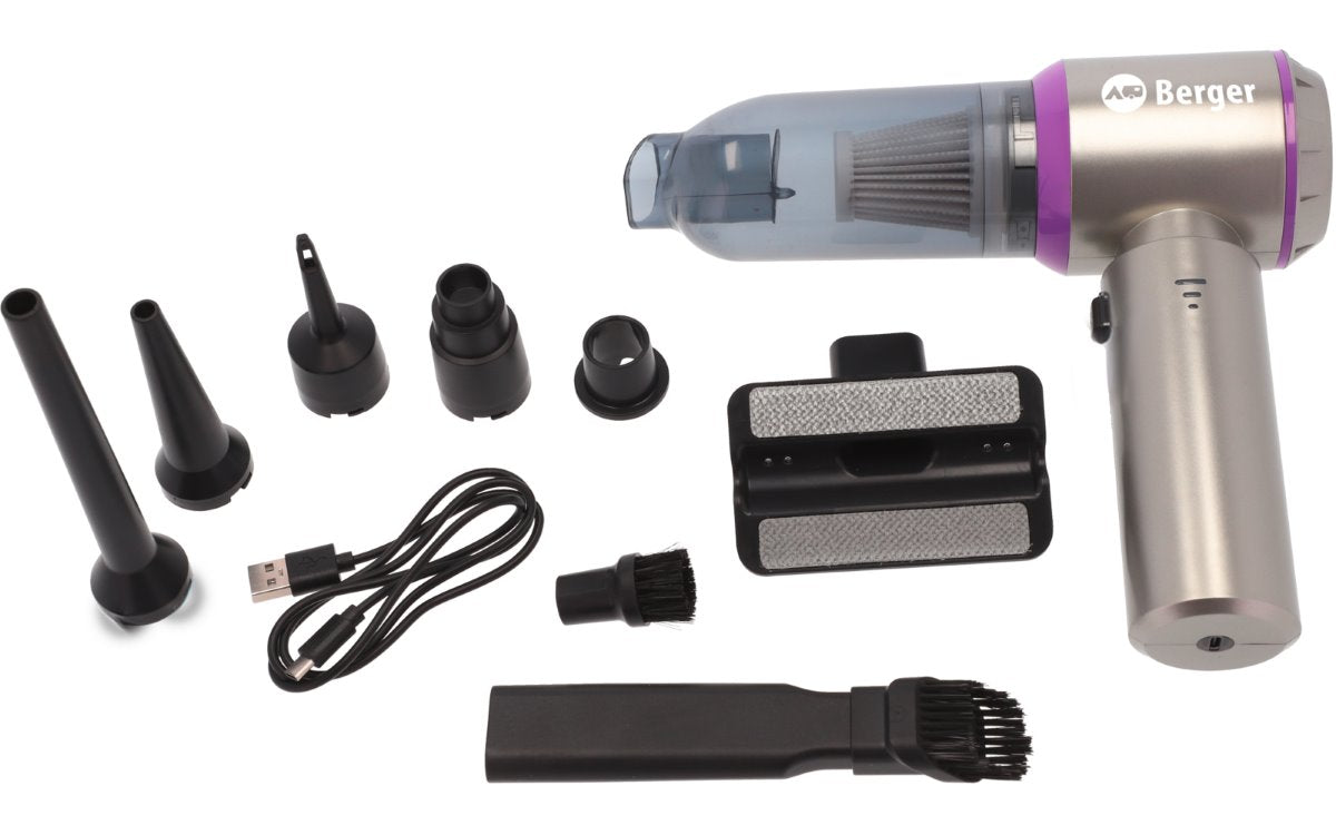 Berger RoadDust преносима акумулаторна прахосмукачка за кемпер и автомобил, 100 W, USB-C