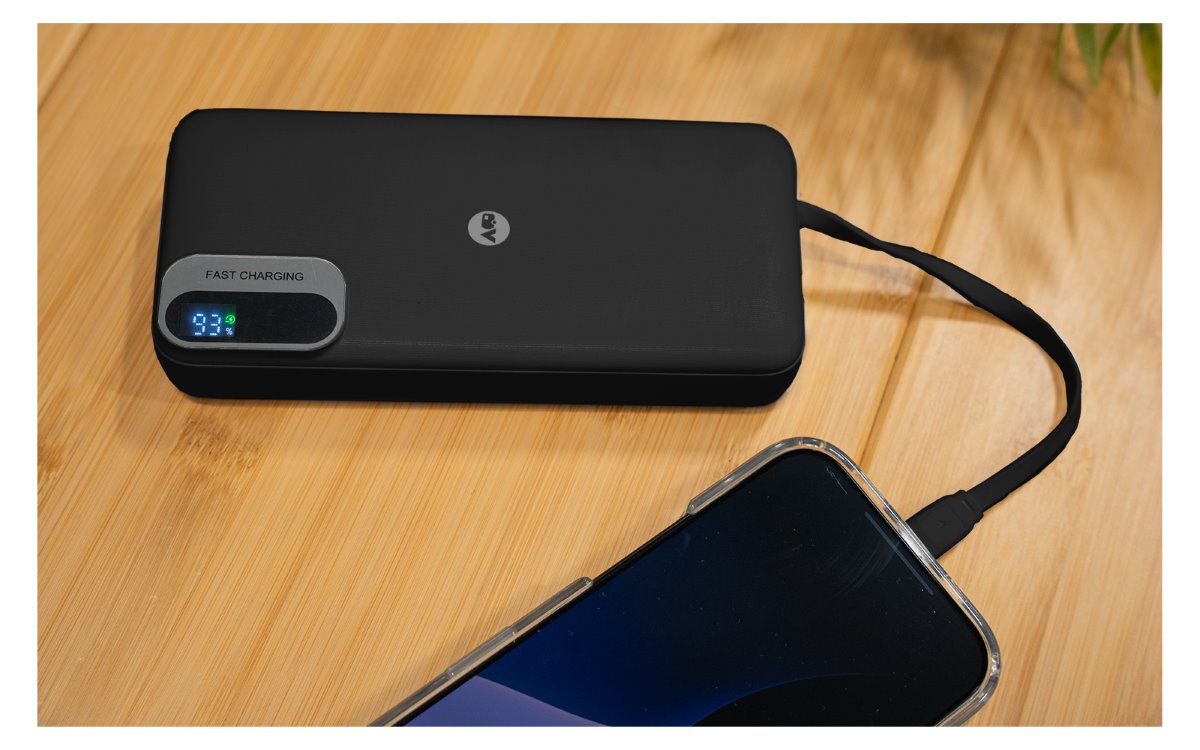 Външна батерия Berger BPB с вградени USB-C и Lightning кабели – 10 000 / 20 000 mAh