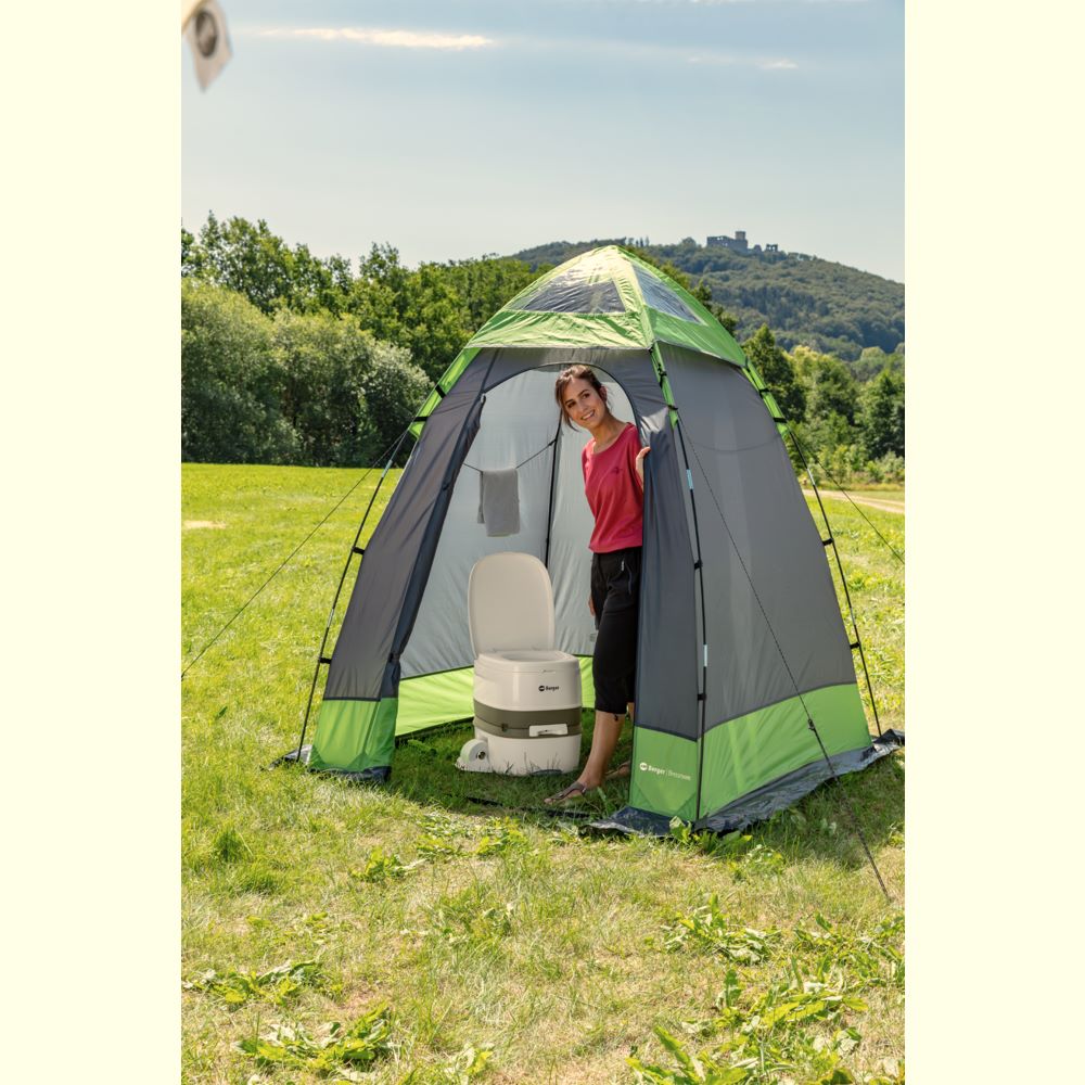 Преносима химическа тоалетна за къмпинг Berger WC Supreme с лесно управление и удобна седалка, подходяща за кемпер и ван.Преносима химическа тоалетна за къмпинг Berger WC Supreme с лесно управление и удобна седалка, подходяща за кемпер и ван.