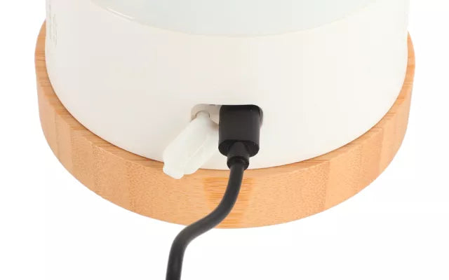 LED лампа, блутут, топла светлина, батерия. Бамбук, коноп. Modern LED light with bluetooth speaker, warm light, RGB pulsing light