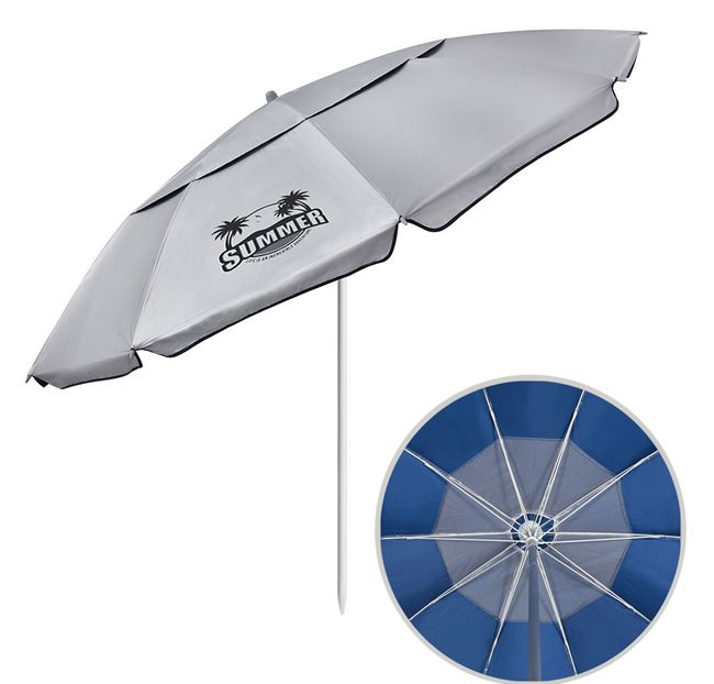 Beach umbrella UPF50 windproof, плажен чадър, ветроустойчив, здрав, надежден, голям размер, сянка