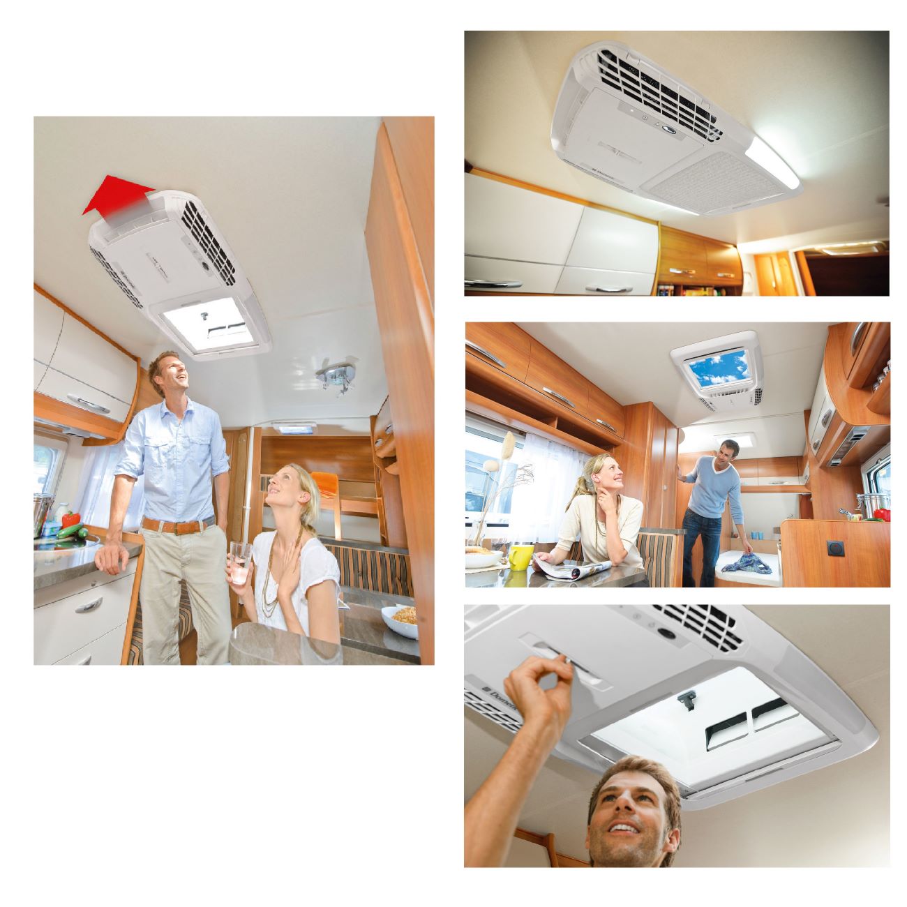 таванен климатик за кемпер DOMEIC FreshLight 2200 с прозорец и вградено LED осветление Dachklimaanlage mit Dachfenster