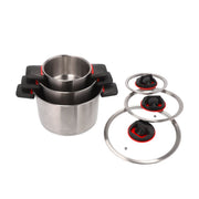 Тенджери Berger RedSilva със сгъваеми дръжки, подредени една в друга / Berger RedSilva pots with foldable handles nested together