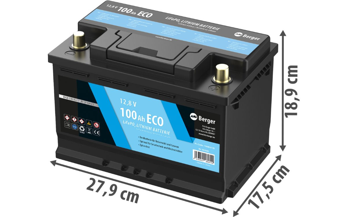 Berger Eco тягов литиев акумулатор LiFePO4 100 Ah 12,8 V, 1280 Wh
