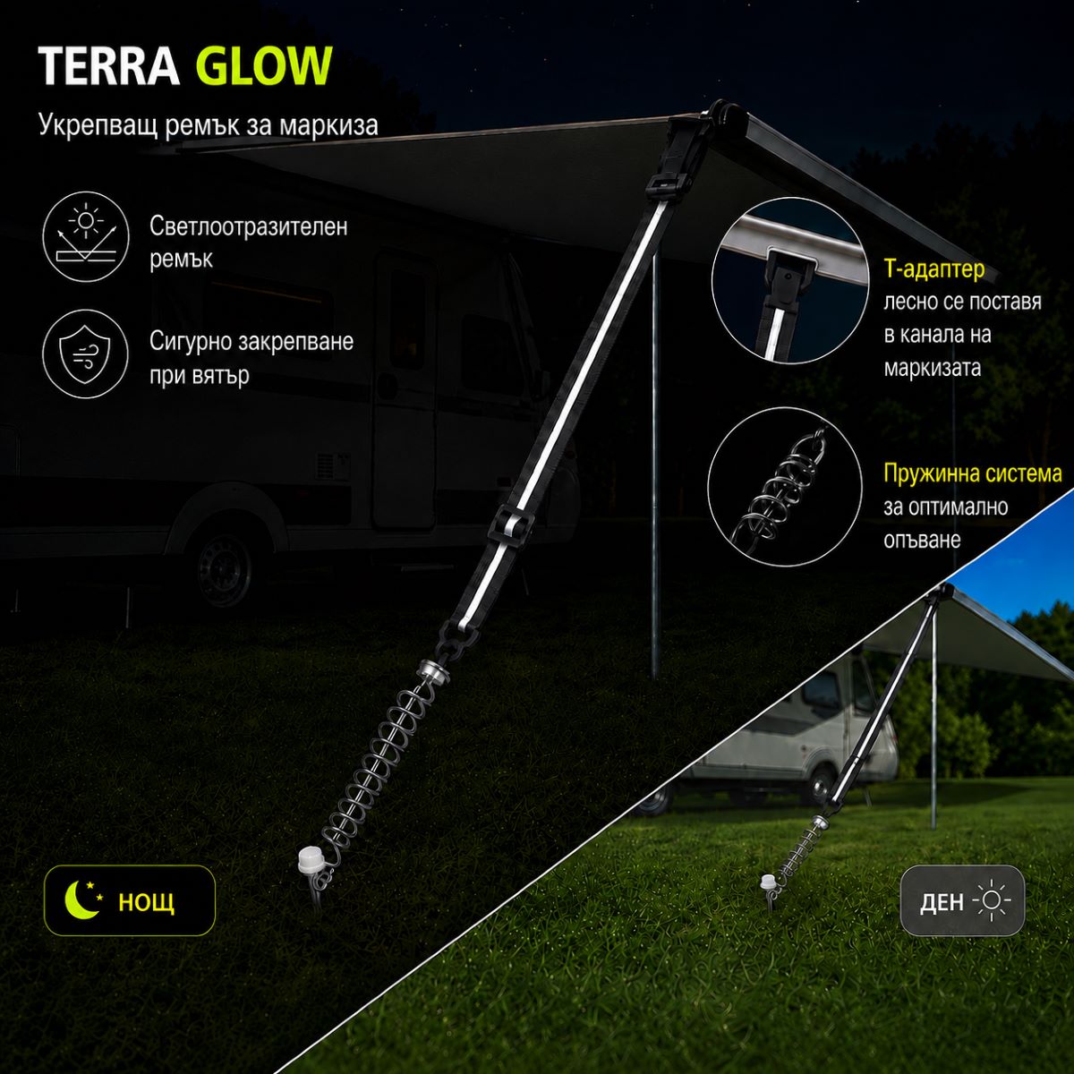 Berger TerraGlow светлоотразителен укрепващ ремък за тента 1,5–3 м