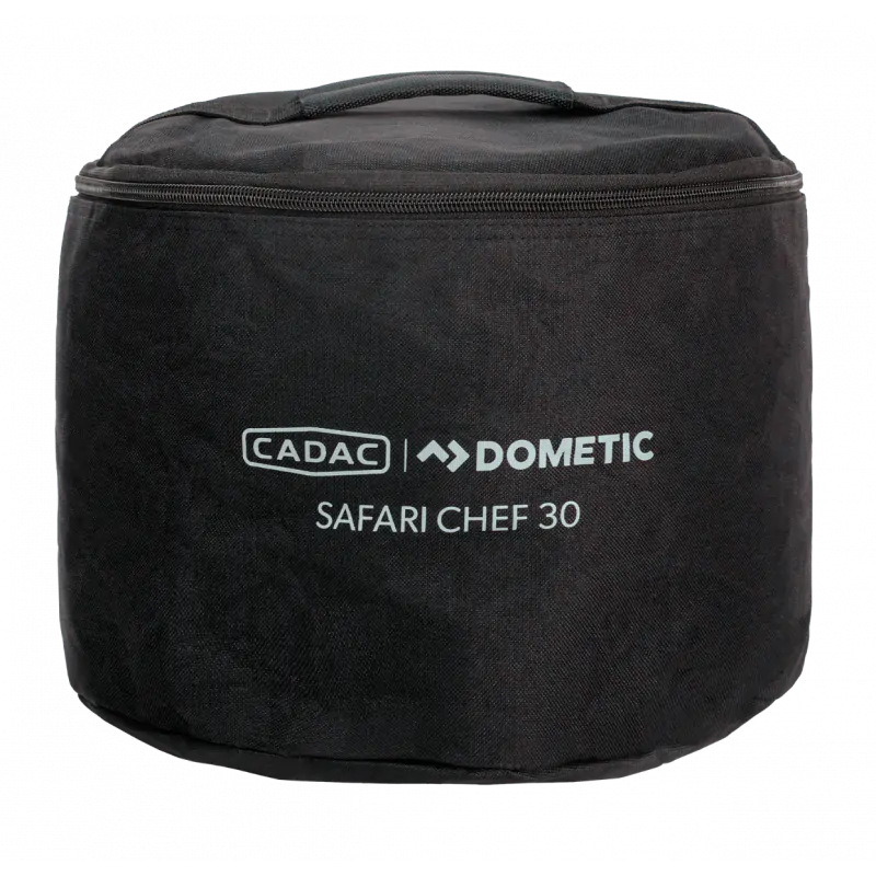Компактно преносимо газово барбекю CADAC Safari Chef 30 в черен калъф за къмпинг и пътуване | GoCampy.com