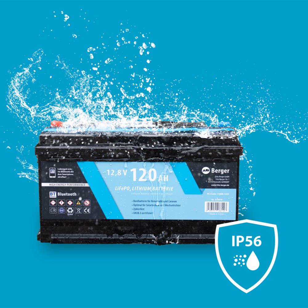 Тягов акумулатор Berger LiFePO4 120Ah 12V с Bluetooth; нова технология, немско качество, висока производителност и дълъг живот.