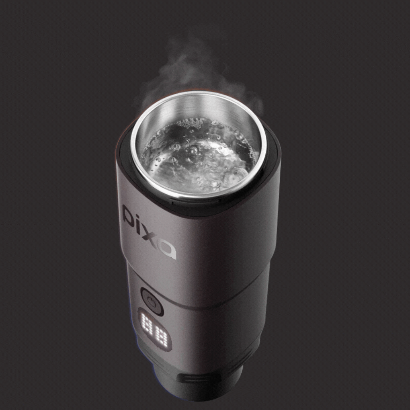 Детайл на електрическата преносима кафемашина Wacaco Pixapresso автоматично подгряване на водата